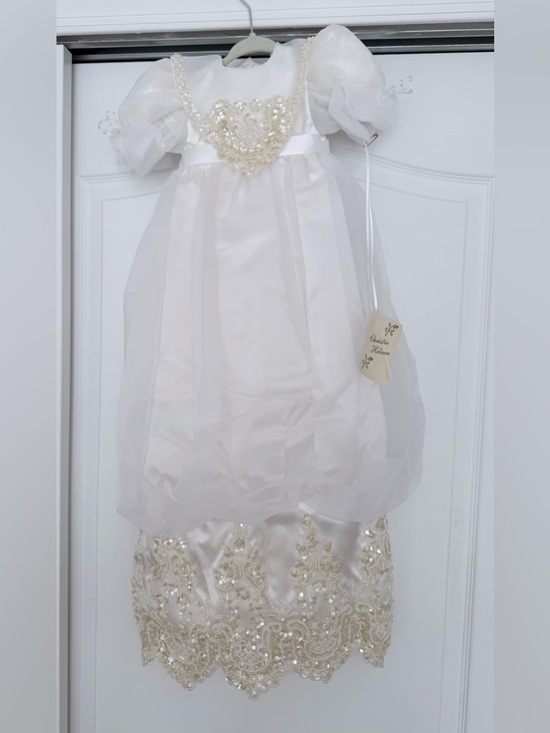christie Helene Other - Ivory Pearl-Embellished baby girl christenings gown with pillbox hat custom made